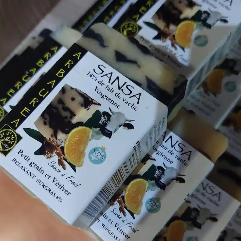 Savon Naturel au lait de vache vosgienne et aux huiles essentielles relaxantes